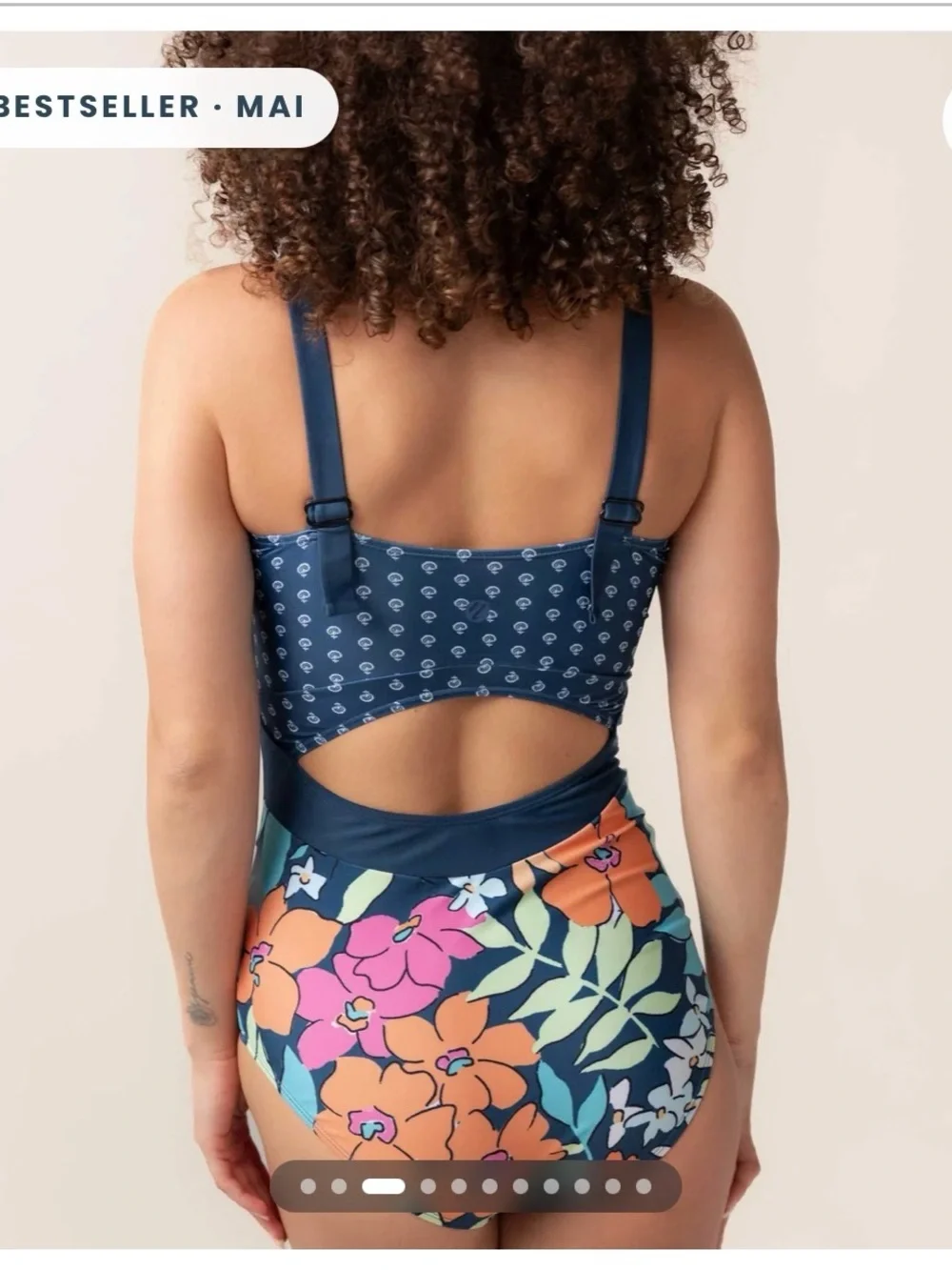 Nani Women’s Navy Floral Patchwork One-Piece Swimsuit- Medium